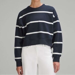 Lululemon cropped oversized navy striped sweatshirt